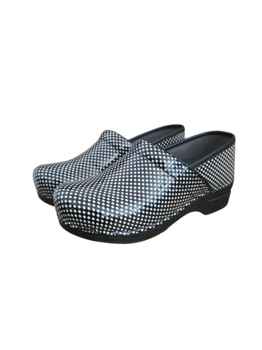 Dansko XP Clogs Black White Polka Dot 38 8 Worn Once